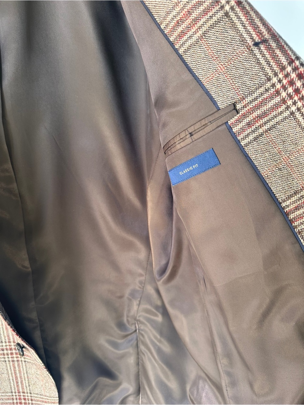 NEW Stafford Wool Sport Coat Blazer Jacket Brown Plaid Mens 48R $198 Classic Fit - Picture 10 of 14